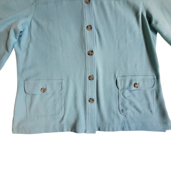 Koret light blue button up convertible long to 3/4 sleeve top sz L - Picture 5 of 12